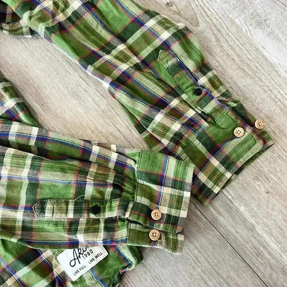 Mens Akoo Green Plaid Button Up with Patches - XL - Picture 6 of 10